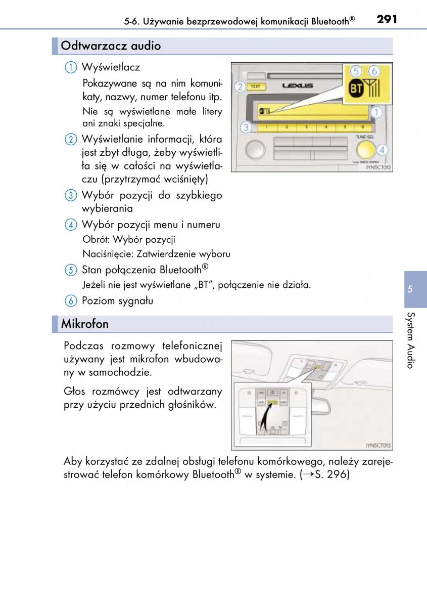 Lexus CT200h instrukcja obslugi / page 291