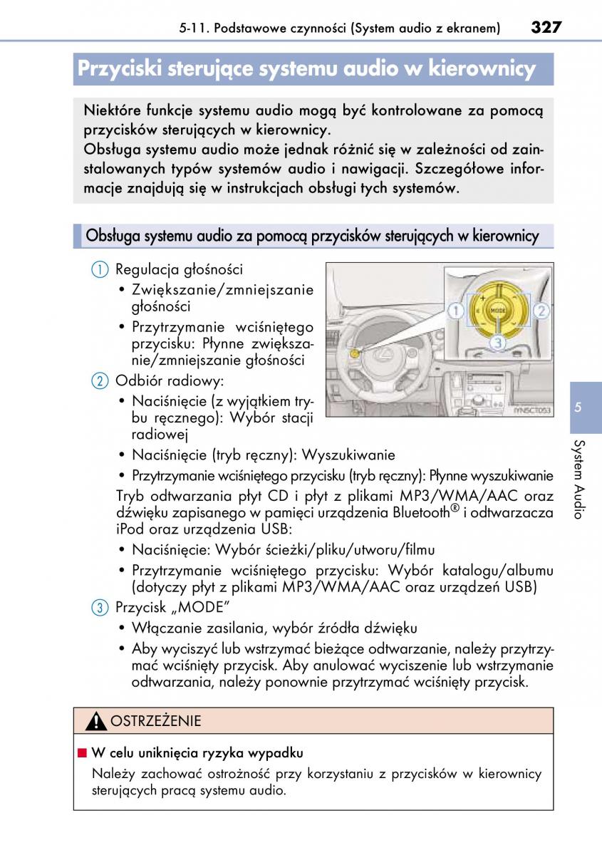 Lexus CT200h instrukcja obslugi / page 327