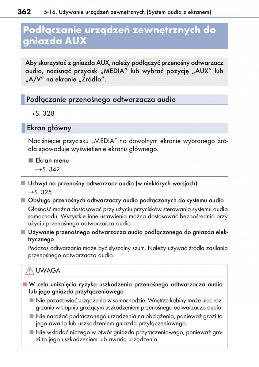 Lexus CT200h instrukcja obslugi / page 362