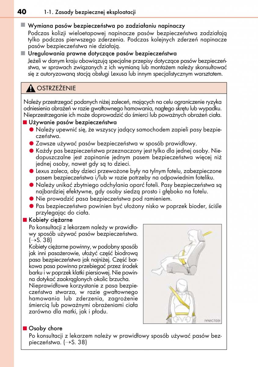 Lexus CT200h instrukcja obslugi / page 40