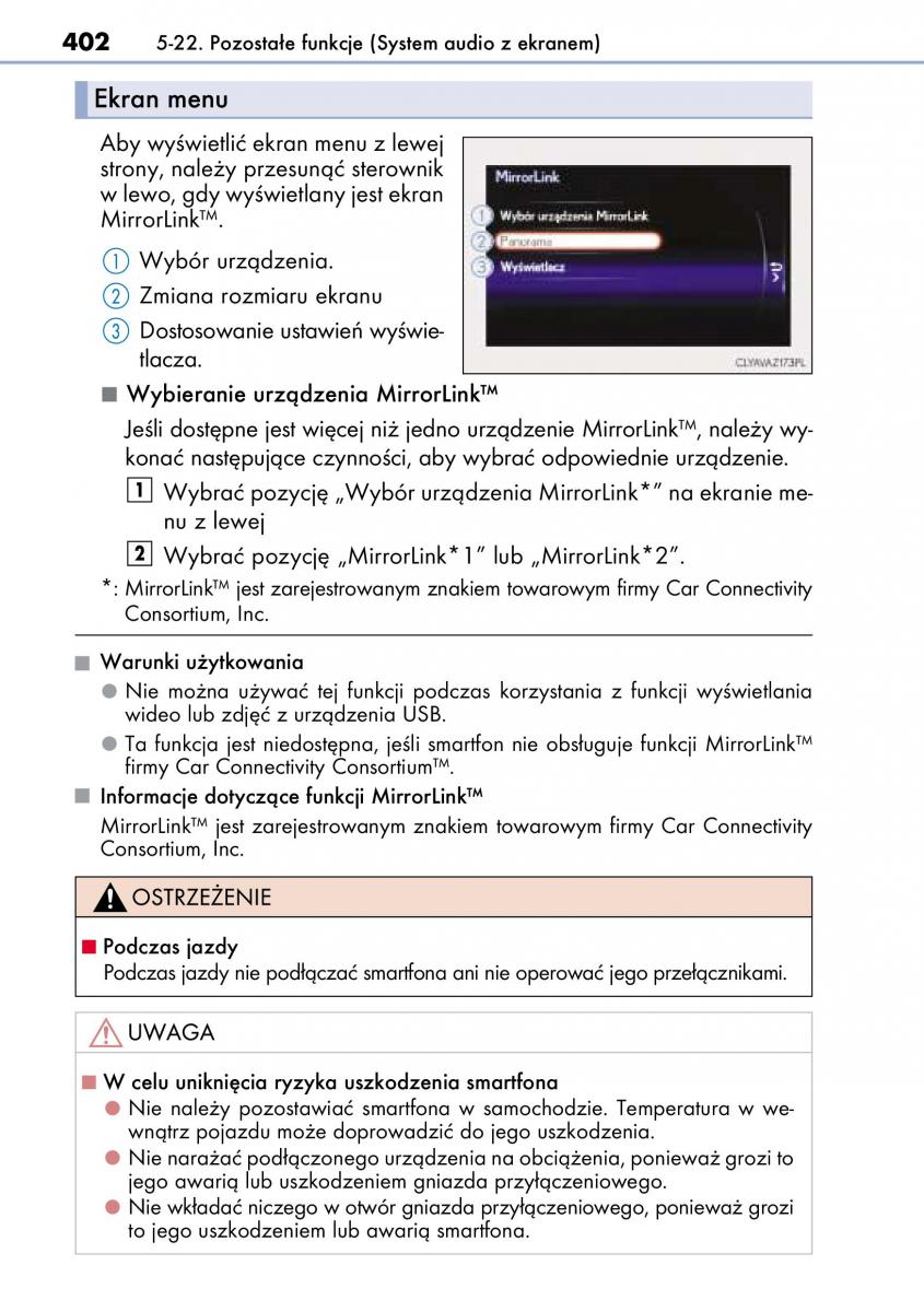 Lexus CT200h instrukcja obslugi / page 402