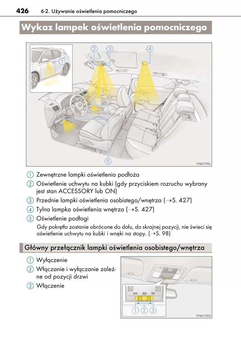 Lexus CT200h instrukcja obslugi / page 426