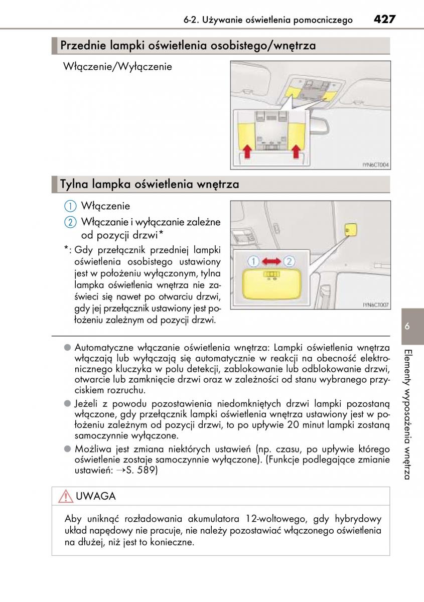 Lexus CT200h instrukcja obslugi / page 427