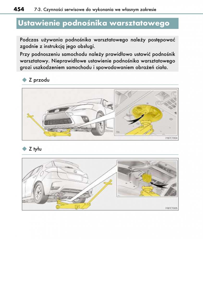 Lexus CT200h instrukcja obslugi / page 454