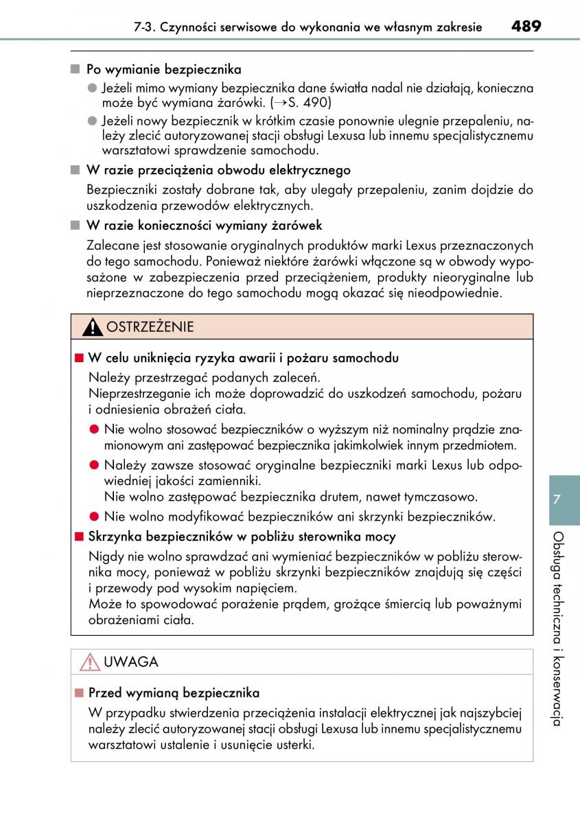 Lexus CT200h instrukcja obslugi / page 489