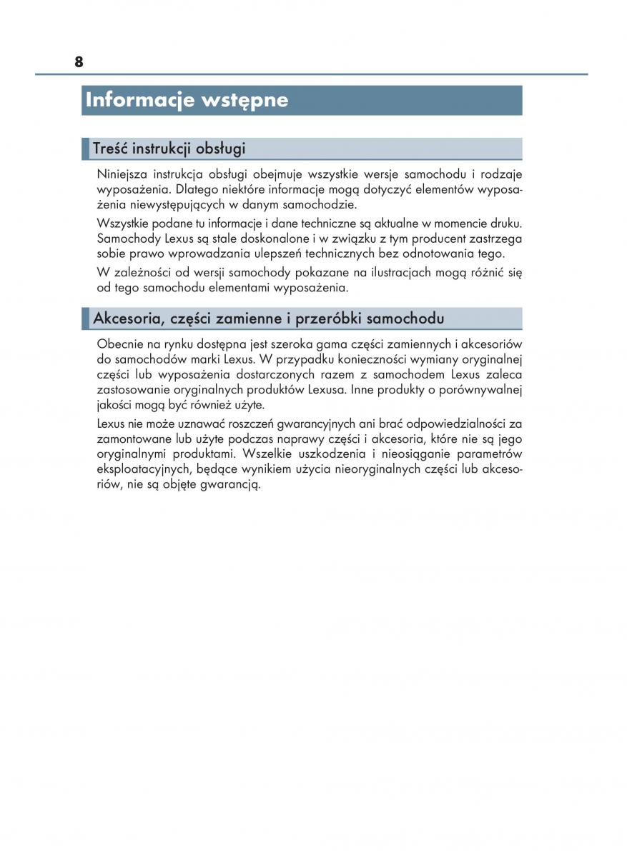 Lexus NX instrukcja obslugi / page 8