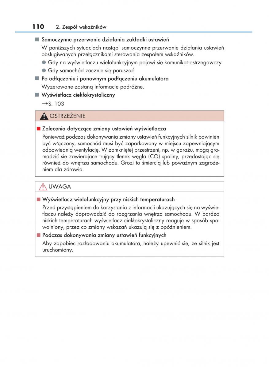 Lexus NX instrukcja obslugi / page 110