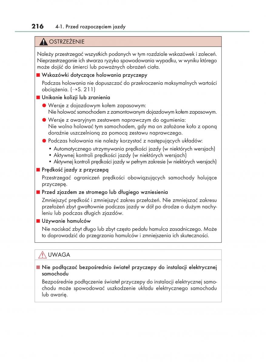 Lexus NX instrukcja obslugi / page 216