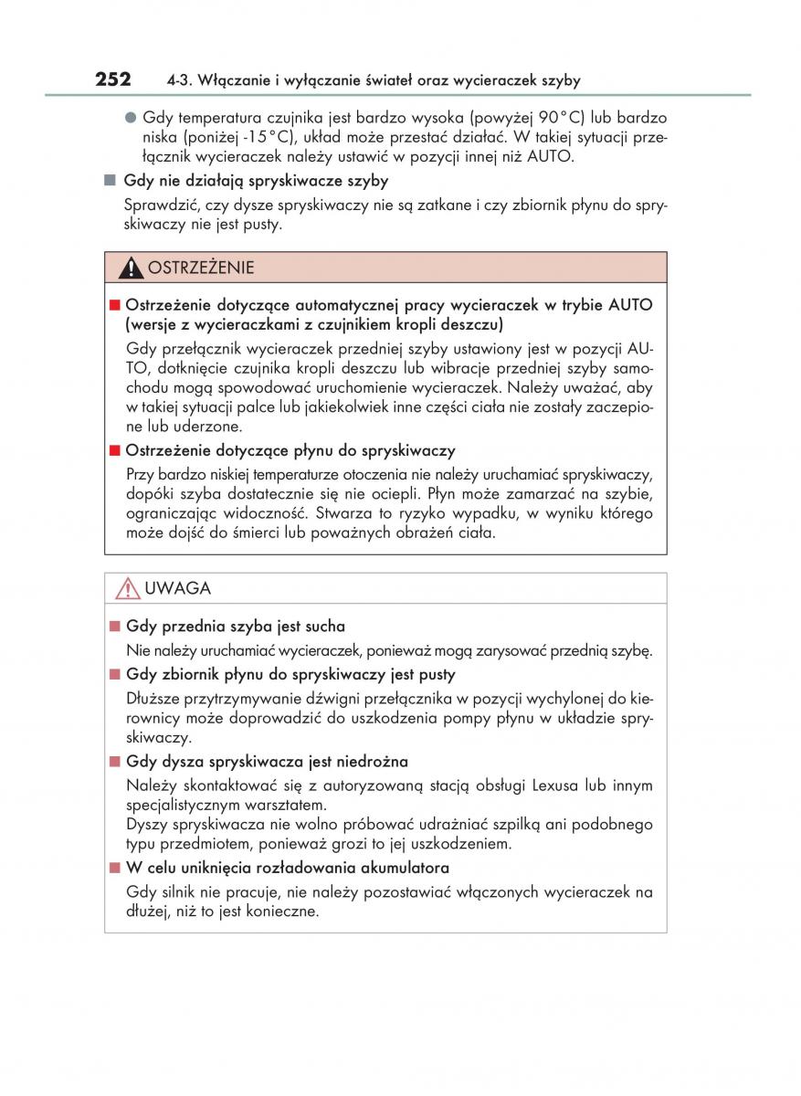 Lexus NX instrukcja obslugi / page 252