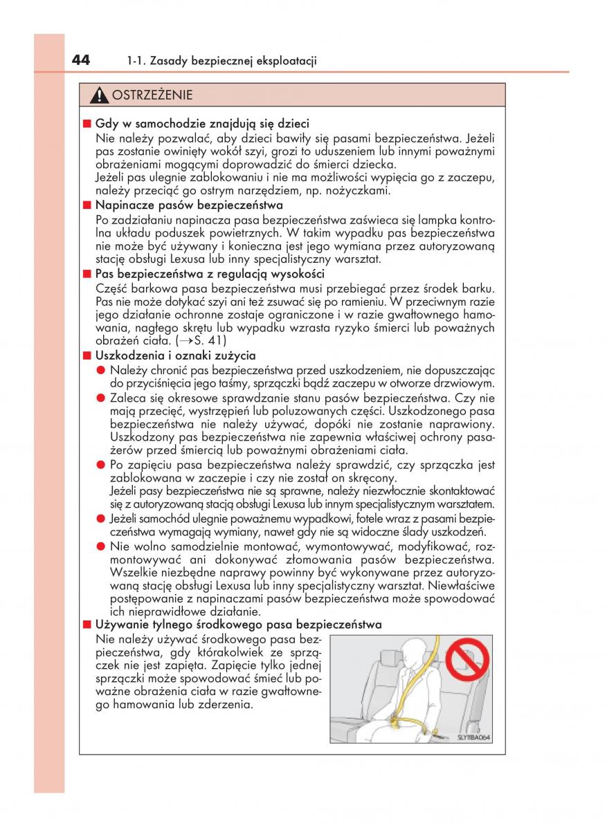 Lexus NX instrukcja obslugi / page 44