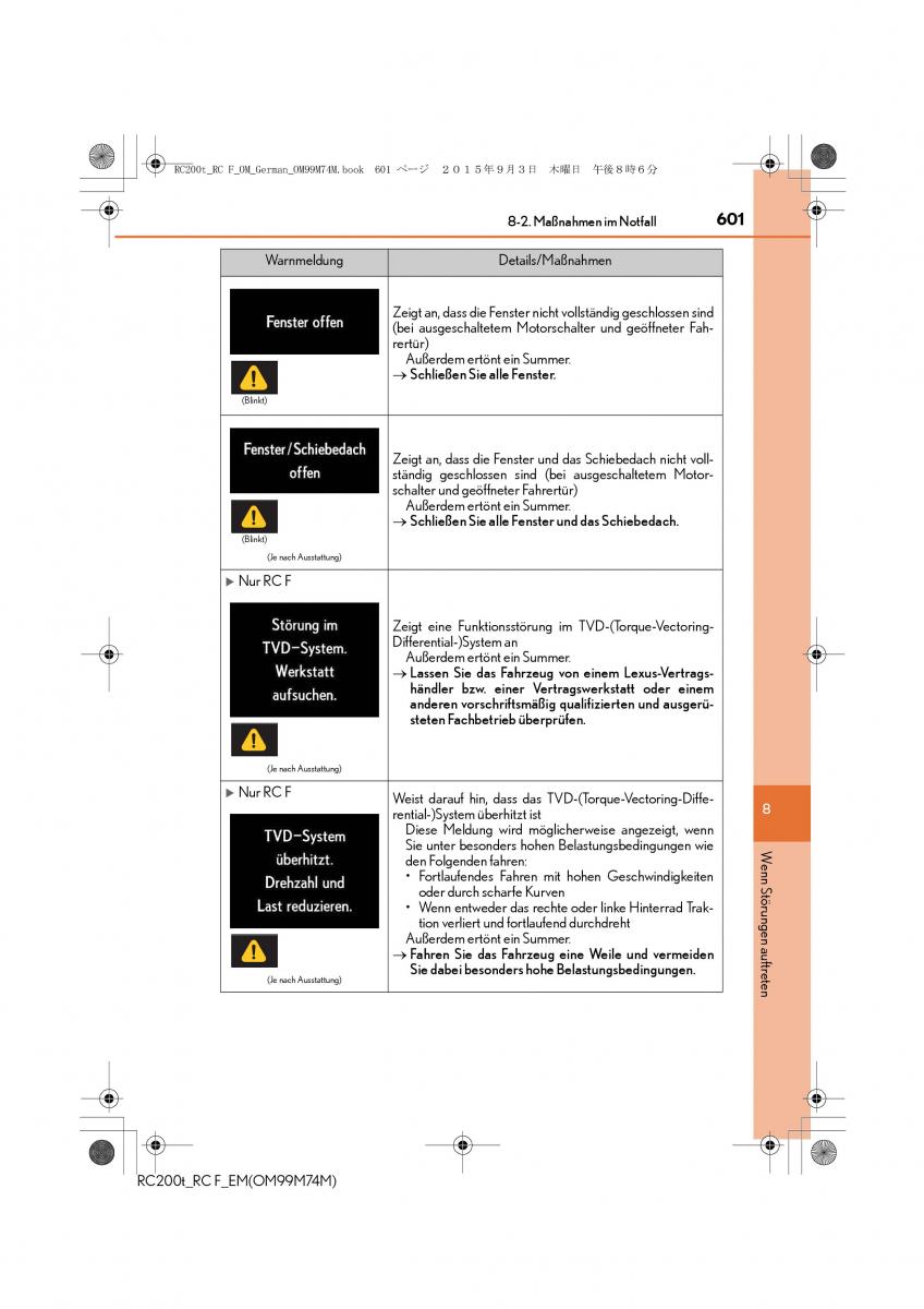 Lexus RC Handbuch / page 601
