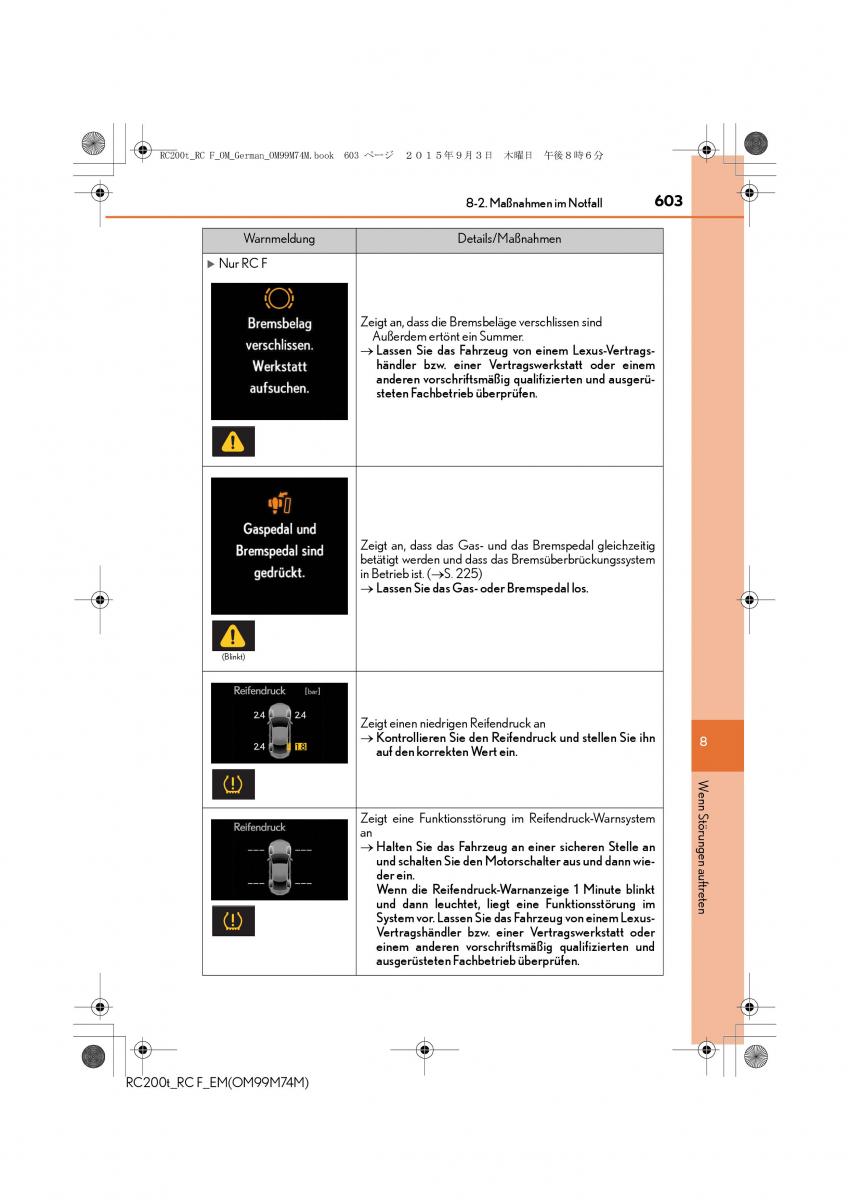 Lexus RC Handbuch / page 603