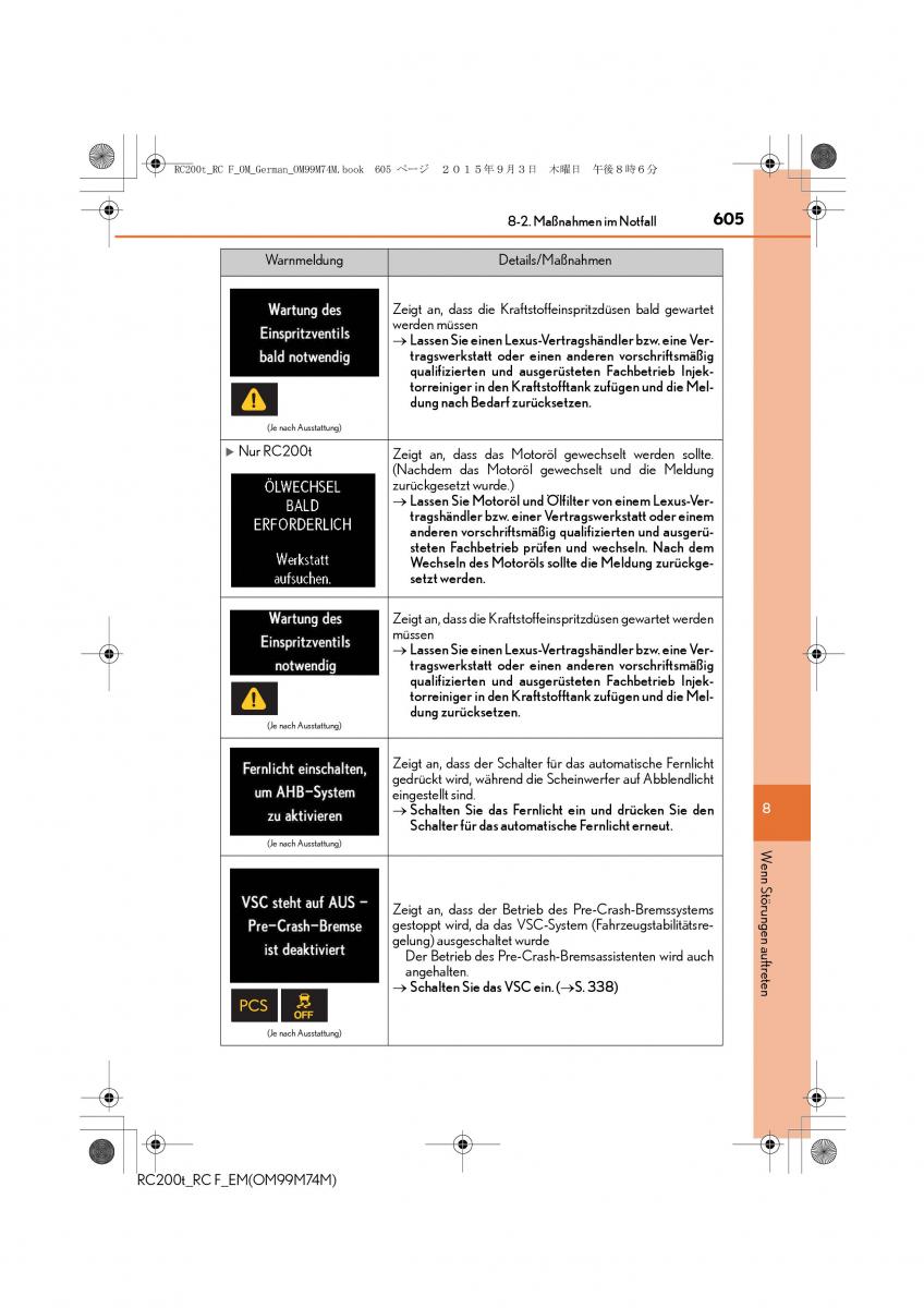 Lexus RC Handbuch / page 605