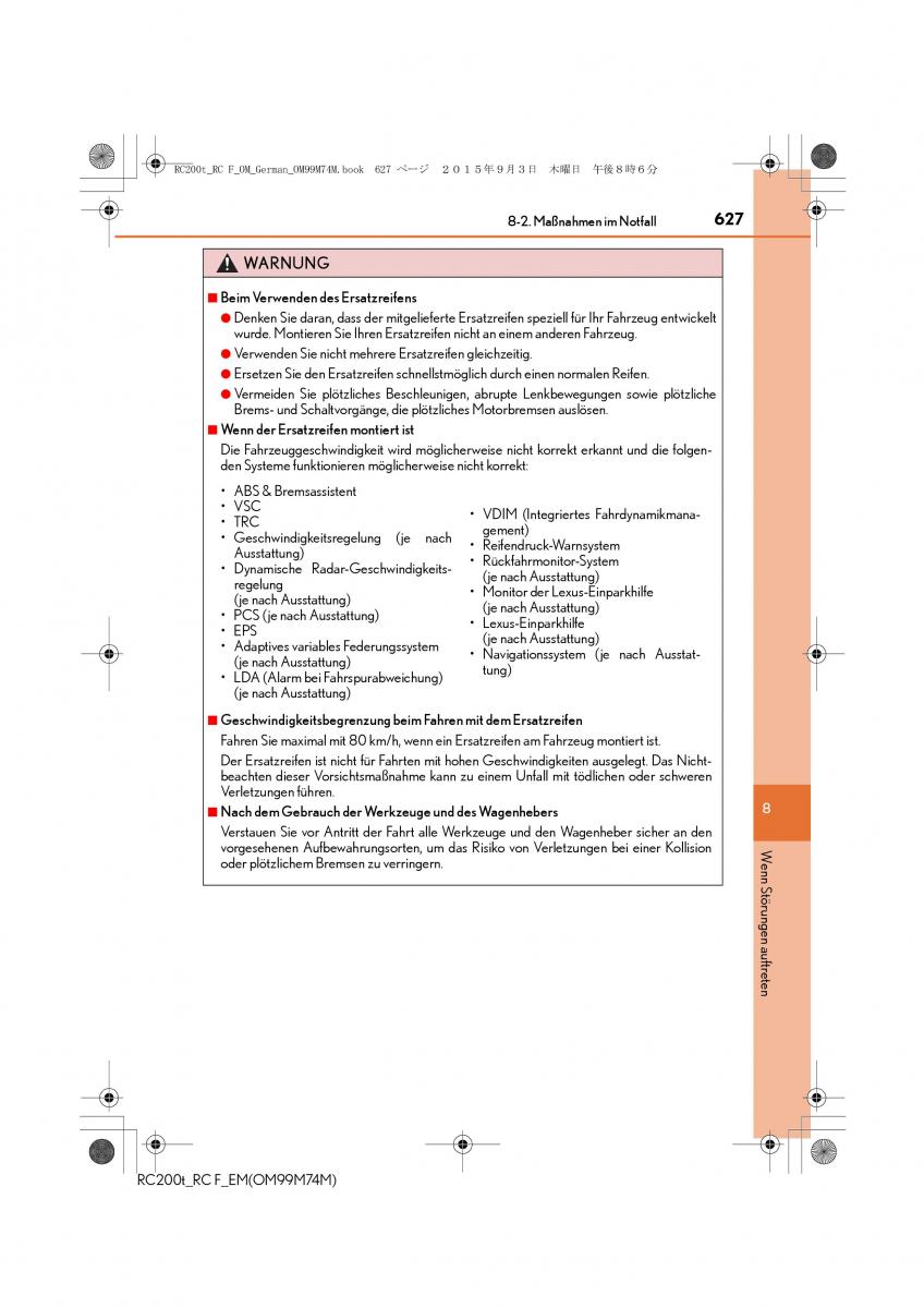 Lexus RC Handbuch / page 627