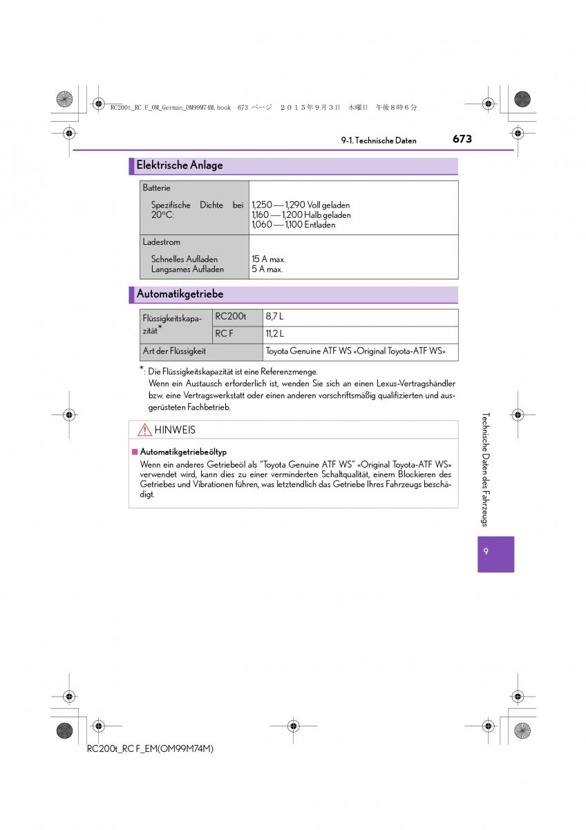 Lexus RC Handbuch / page 673