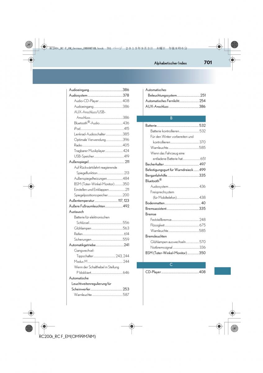Lexus RC Handbuch / page 701