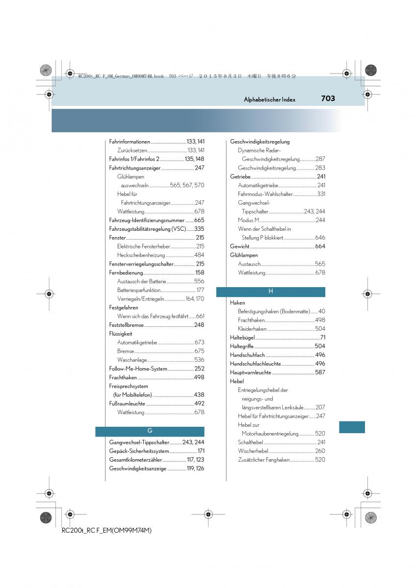 Lexus RC Handbuch / page 703