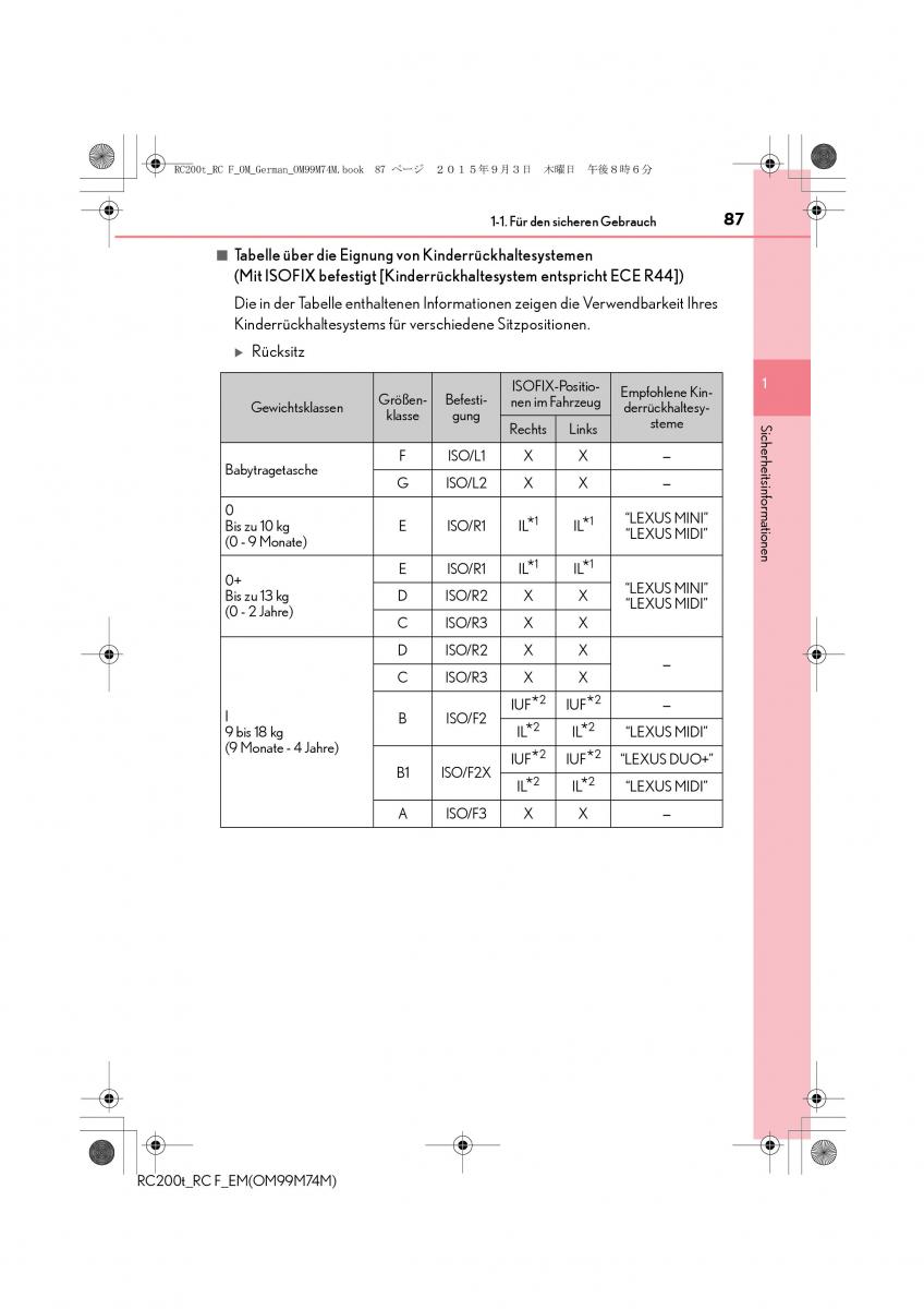 Lexus RC Handbuch / page 87