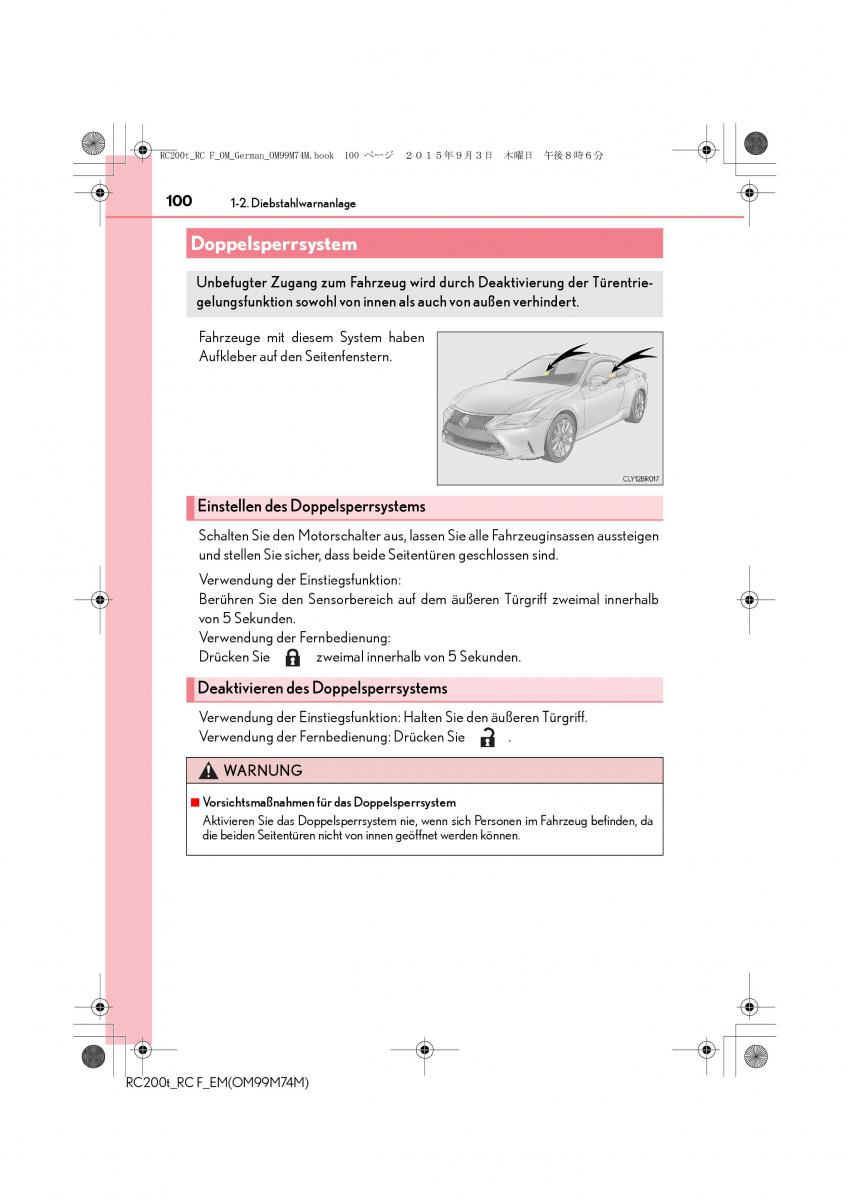 Lexus RC Handbuch / page 100