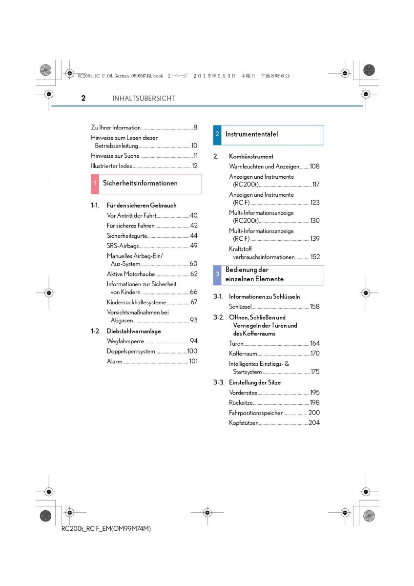 Lexus RC Handbuch / page 2