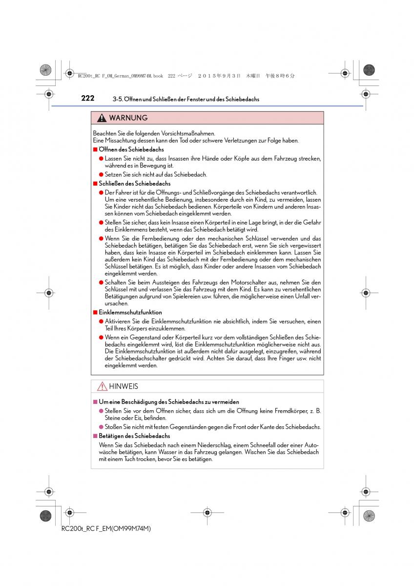 Lexus RC Handbuch / page 222