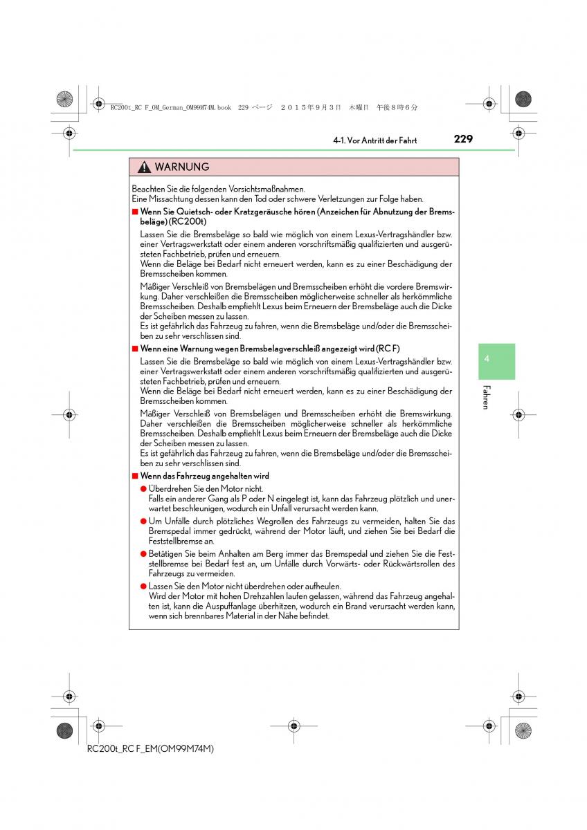 Lexus RC Handbuch / page 229