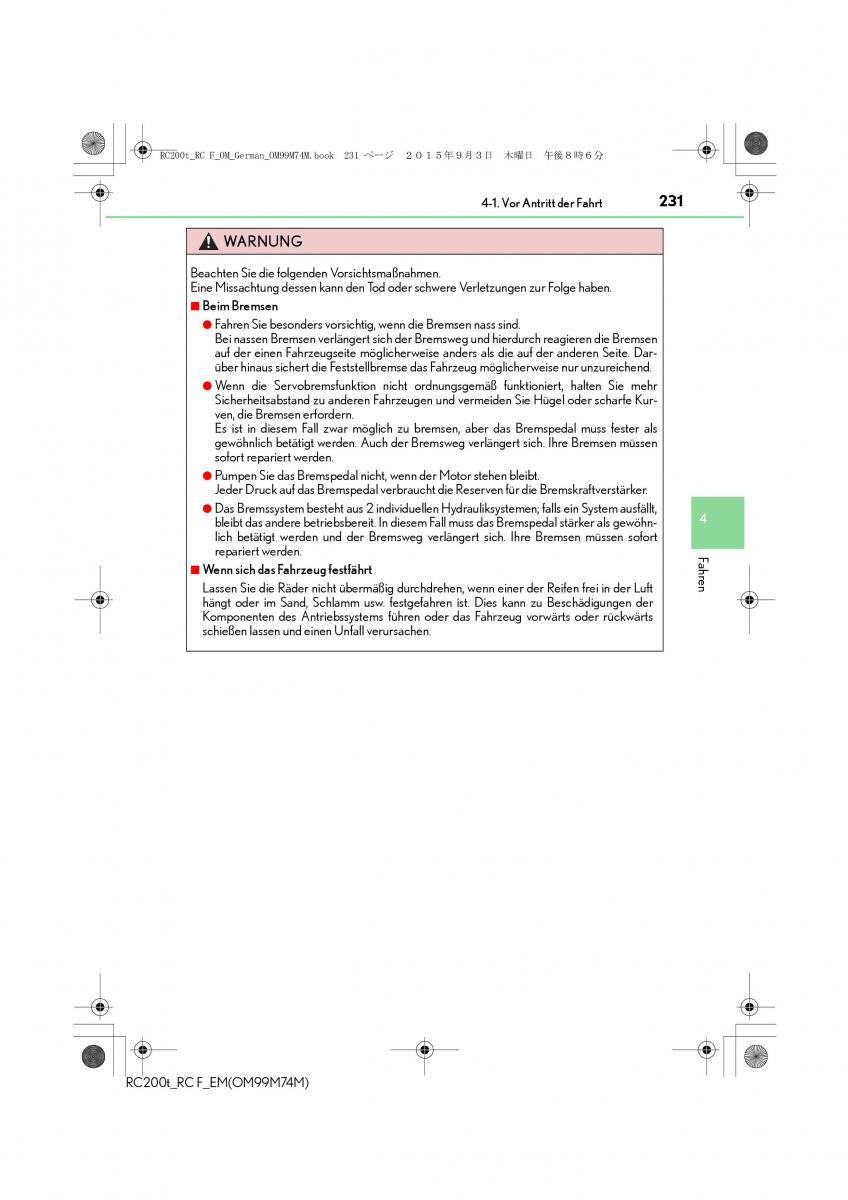 Lexus RC Handbuch / page 231