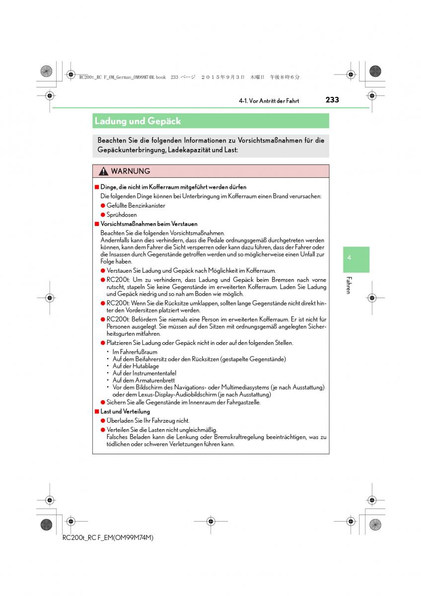 Lexus RC Handbuch / page 233