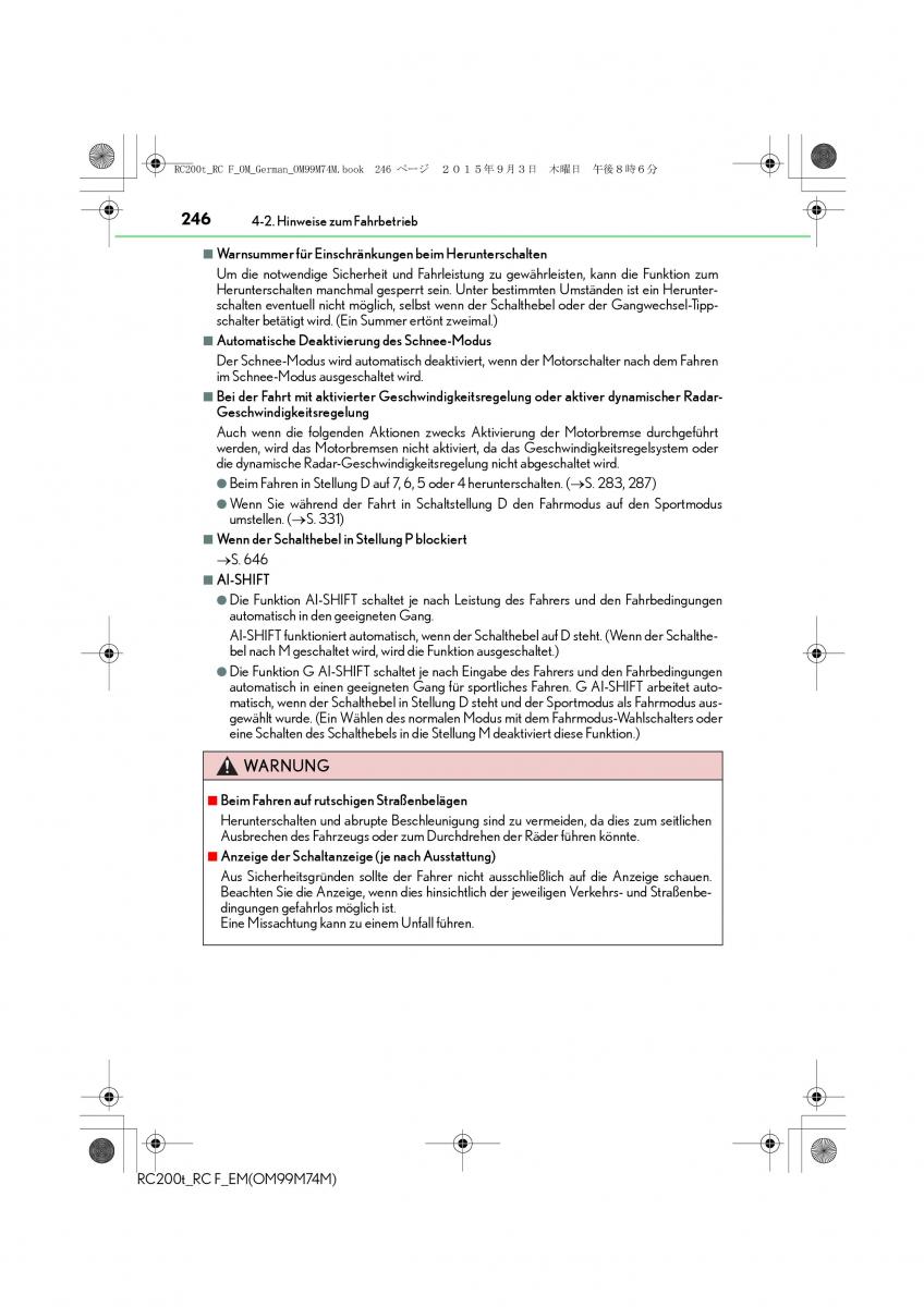 Lexus RC Handbuch / page 246
