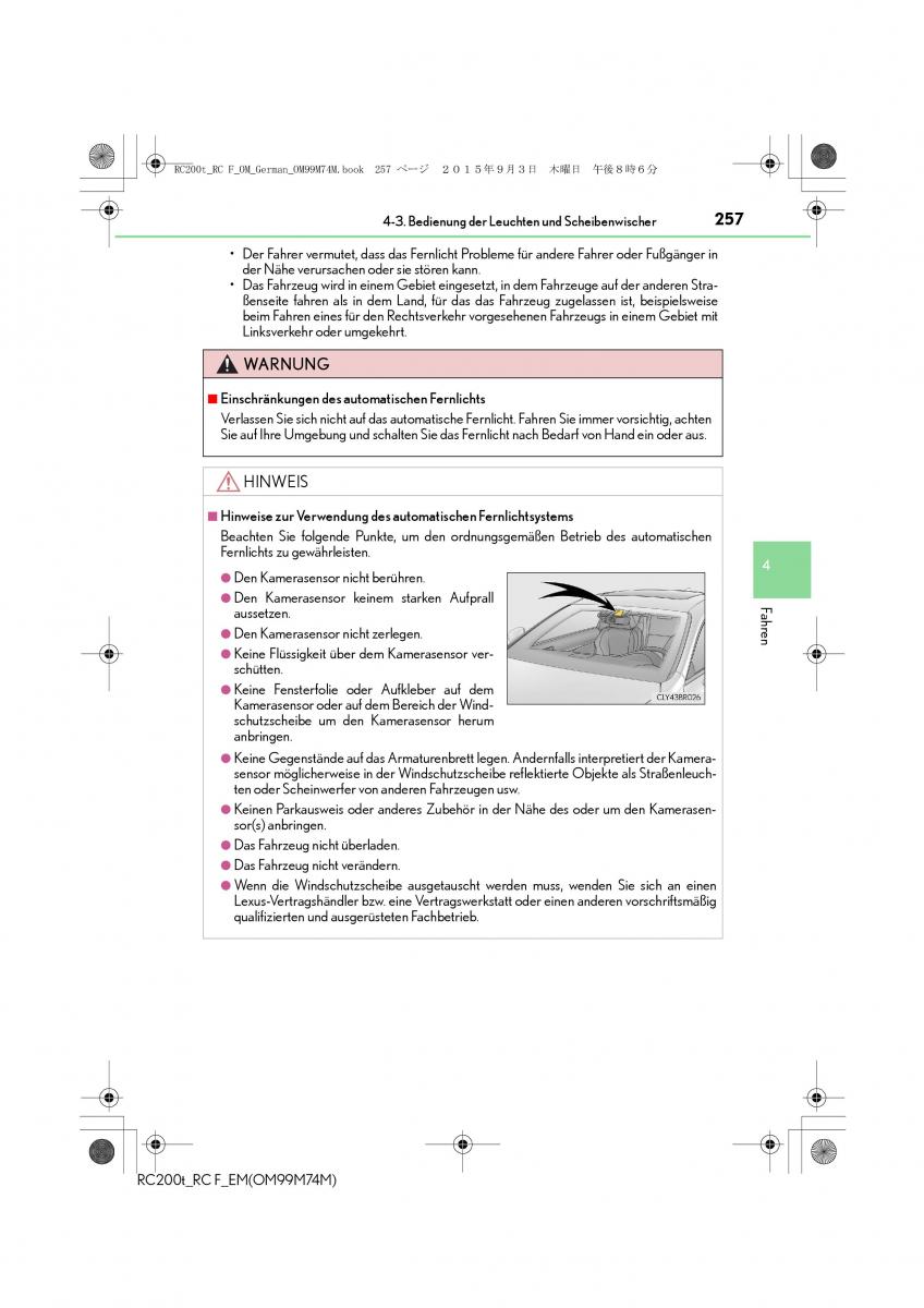 Lexus RC Handbuch / page 257