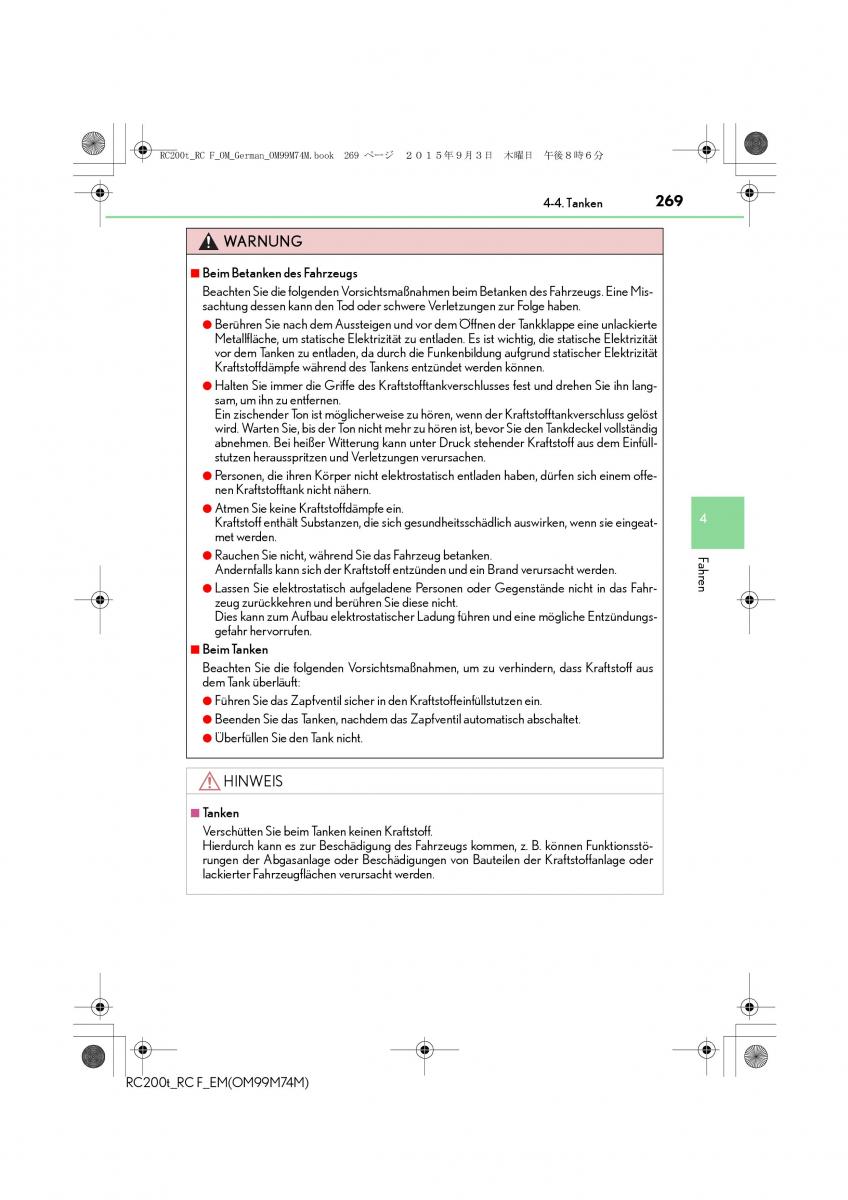 Lexus RC Handbuch / page 269