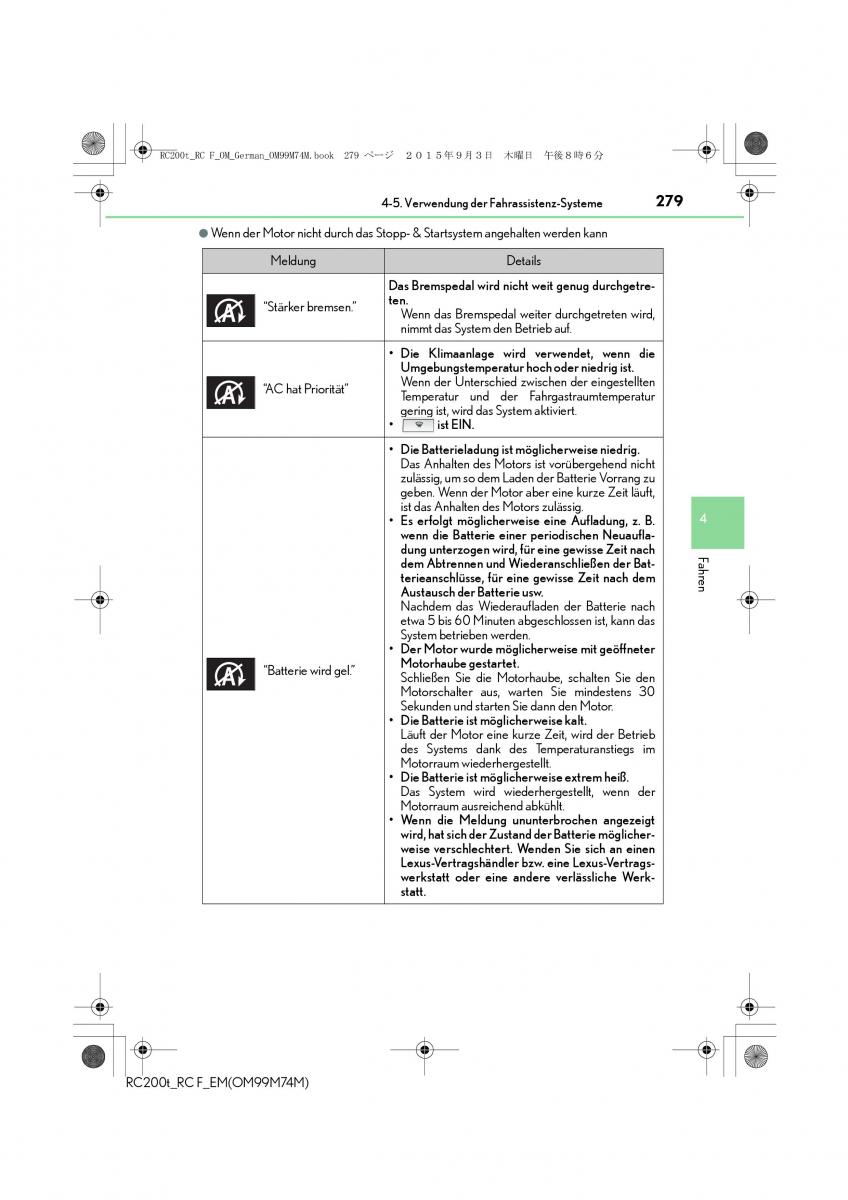 Lexus RC Handbuch / page 279