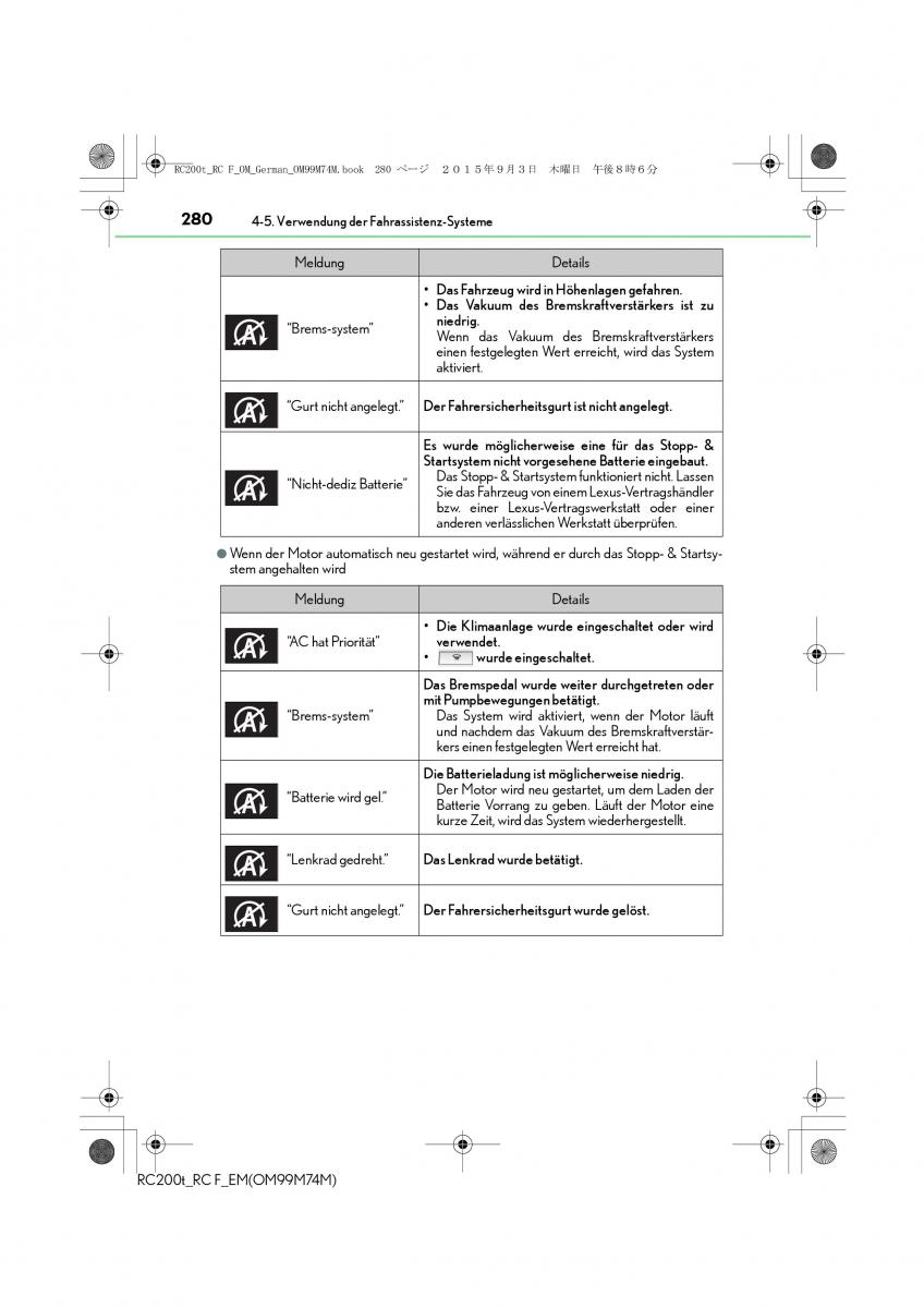 Lexus RC Handbuch / page 280