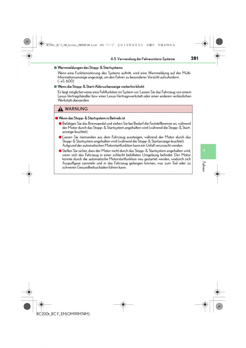 Lexus RC Handbuch / page 281
