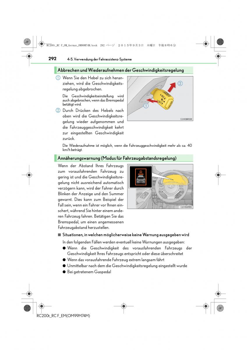 Lexus RC Handbuch / page 292