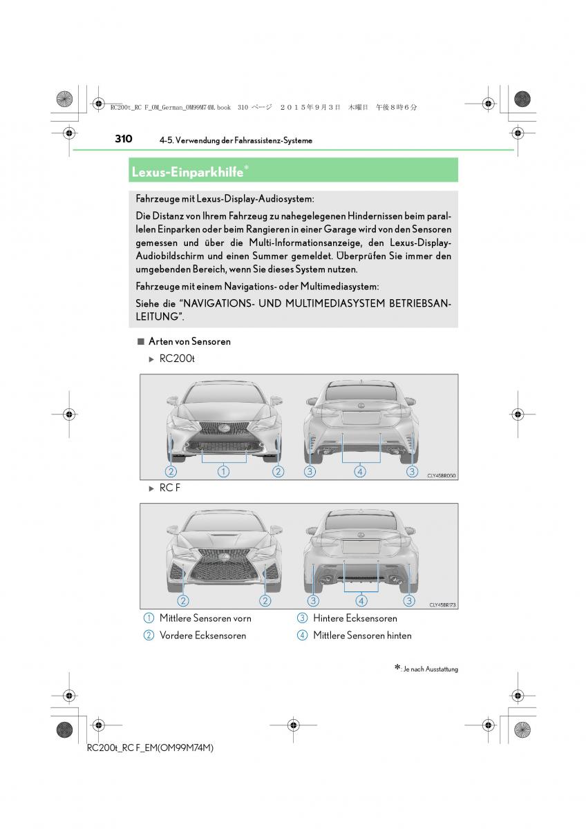 Lexus RC Handbuch / page 310