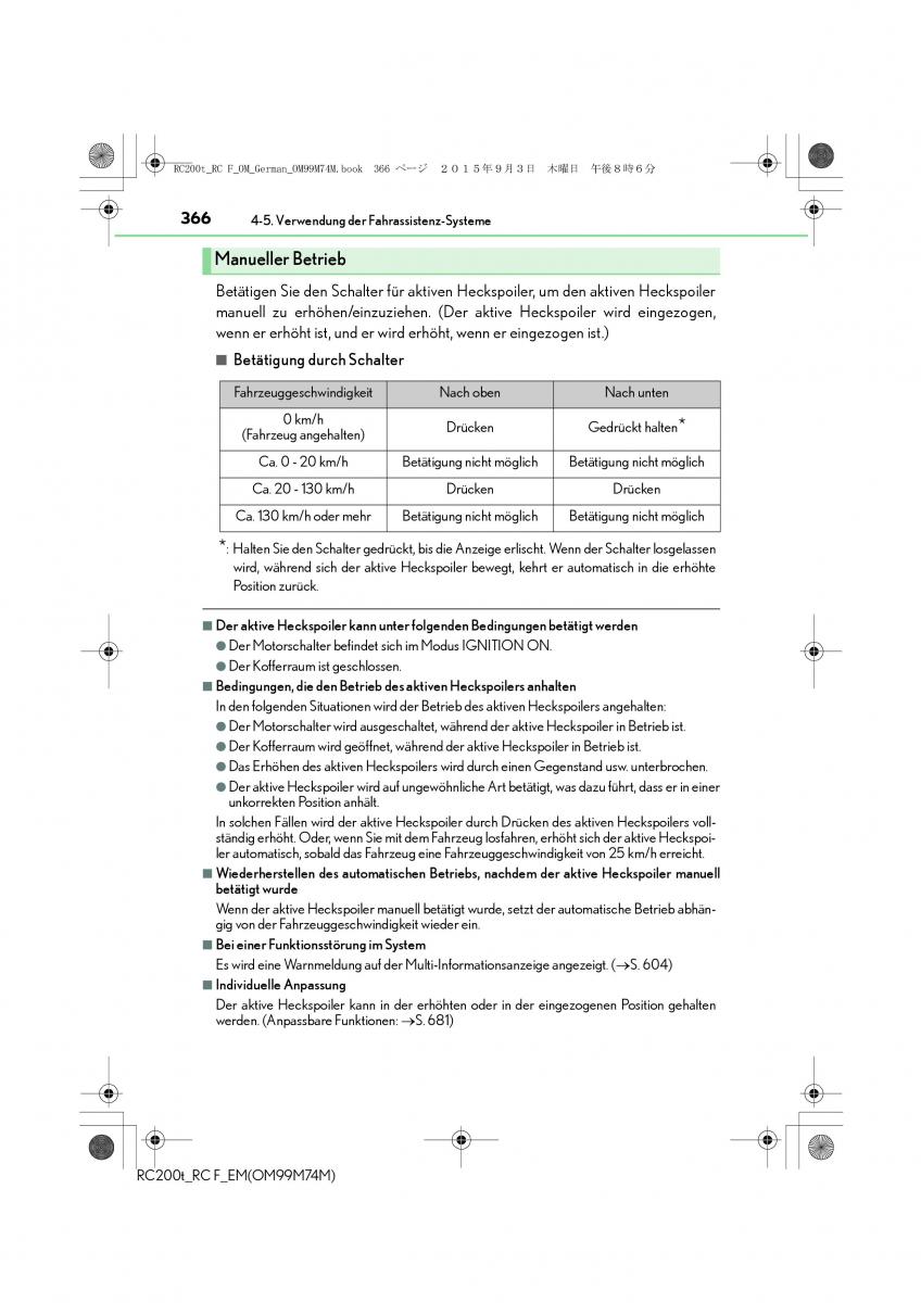 Lexus RC Handbuch / page 366