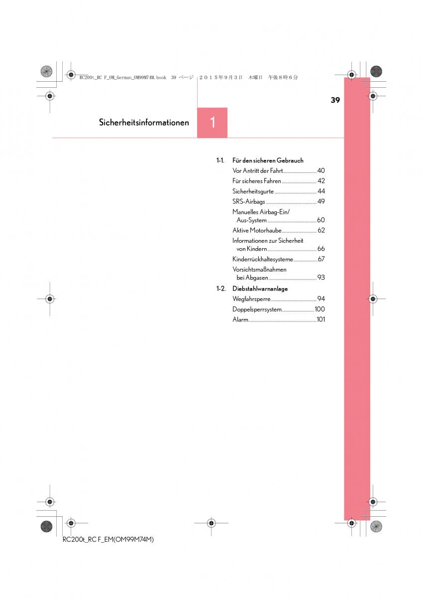 Lexus RC Handbuch / page 39
