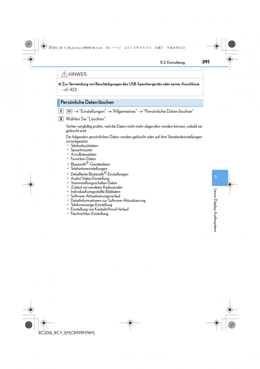 Lexus RC Handbuch / page 391