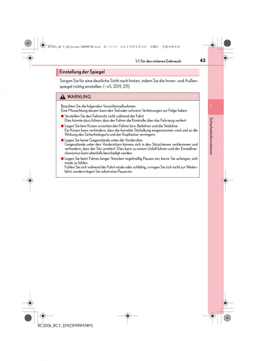 Lexus RC Handbuch / page 43