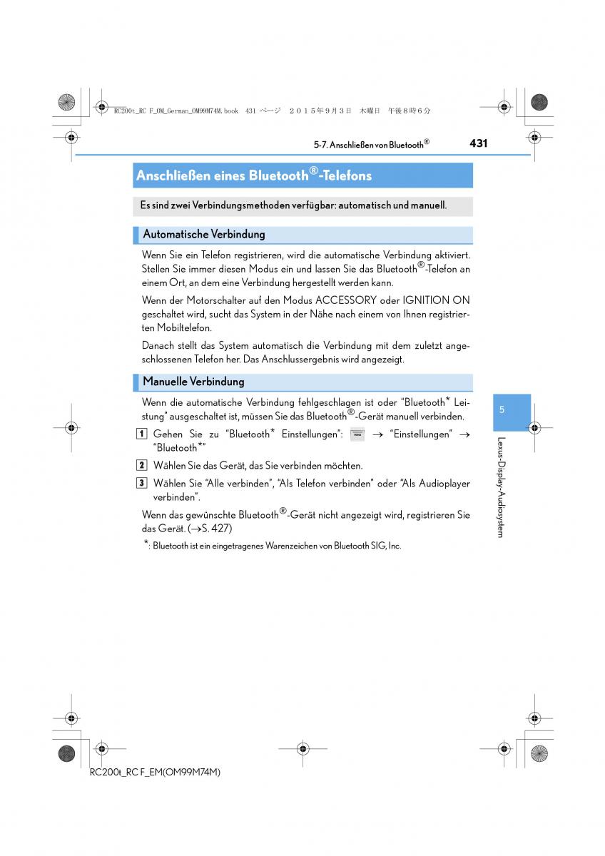 Lexus RC Handbuch / page 431