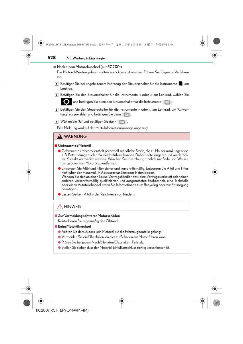 Lexus RC Handbuch / page 528