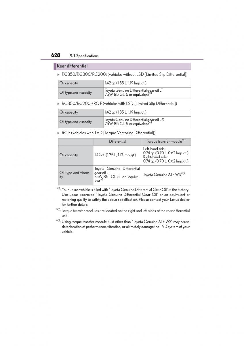 Lexus RC owners manual / page 630