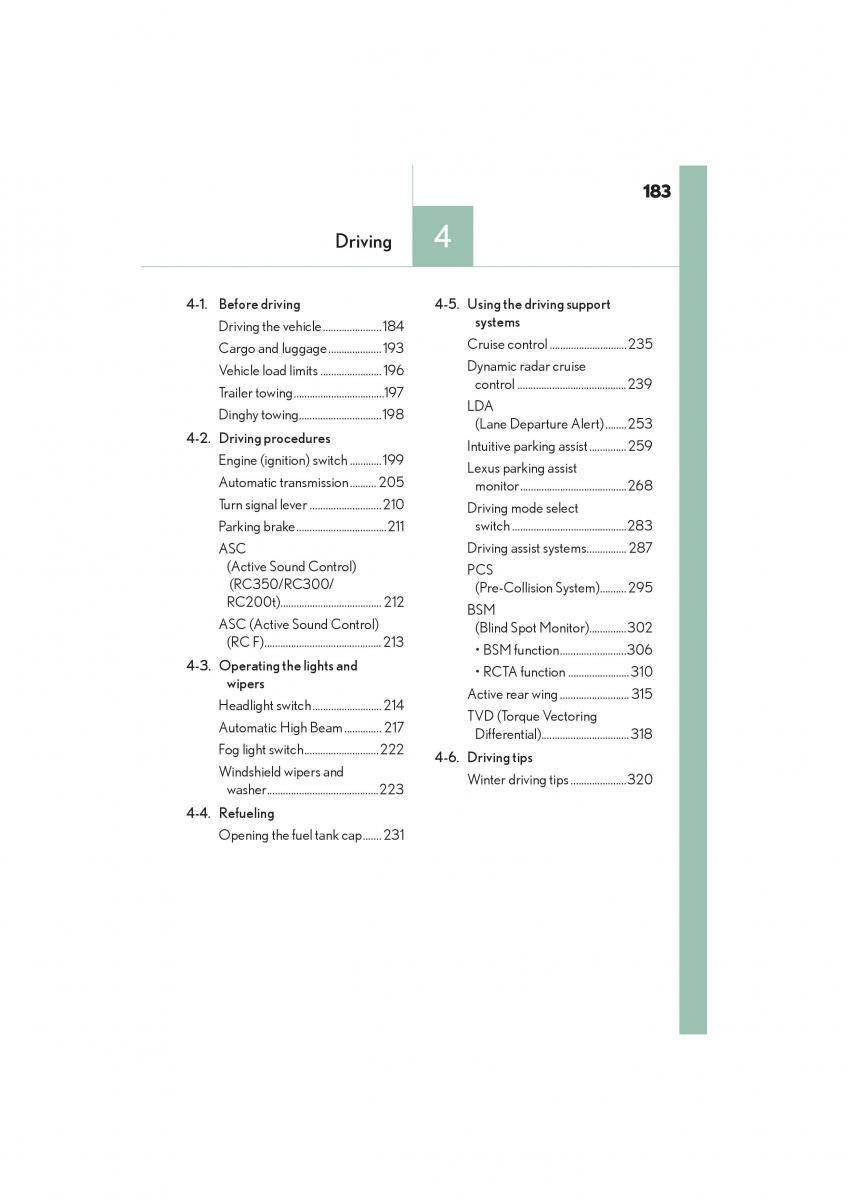 Lexus RC owners manual / page 185