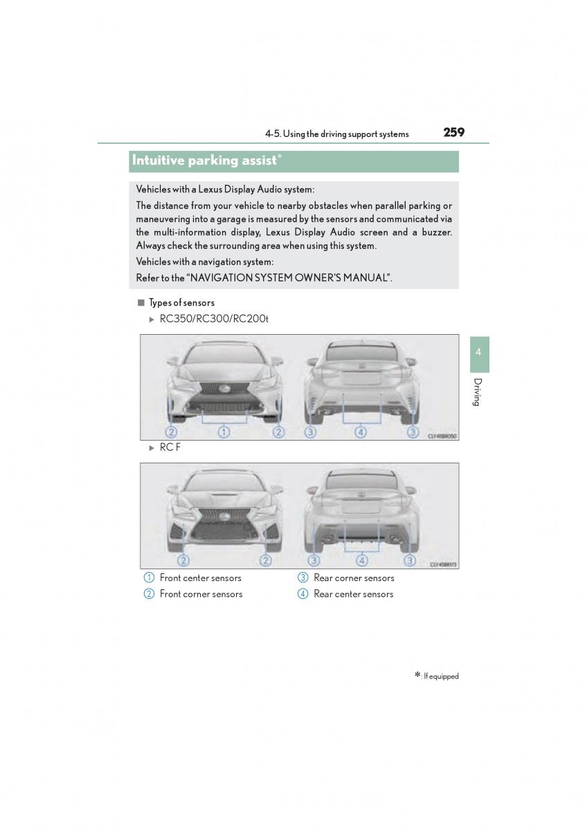 Lexus RC owners manual / page 261