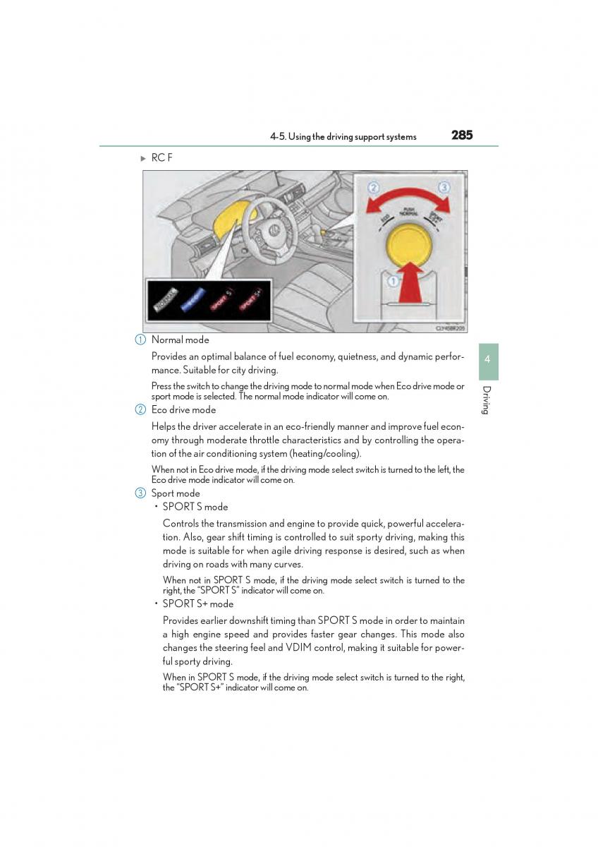 Lexus RC owners manual / page 287