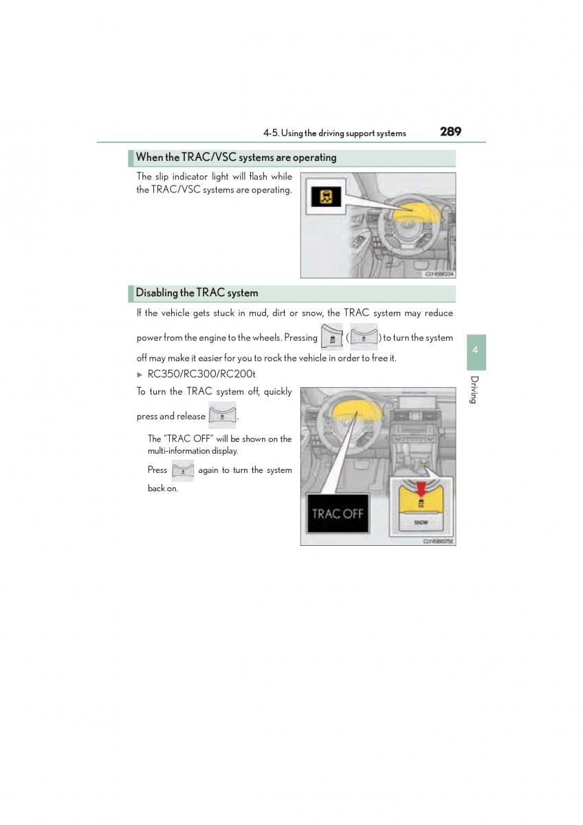 Lexus RC owners manual / page 291