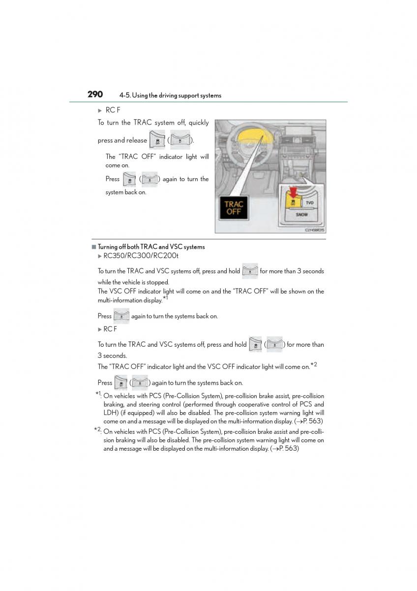 Lexus RC owners manual / page 292