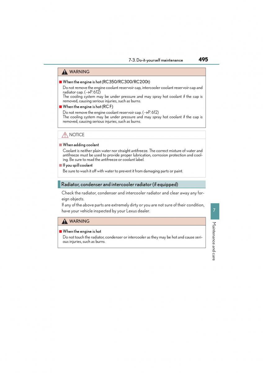 Lexus RC owners manual / page 497