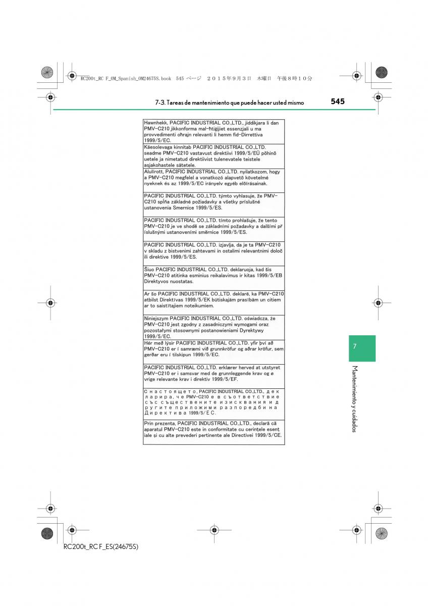 Lexus RC manual del propietario / page 545